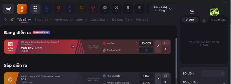 kèo cược esport JBO
