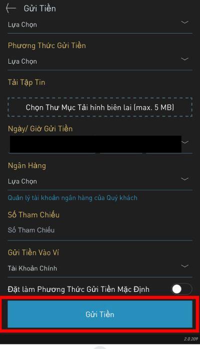điền các thông tin theo yêu cầu
