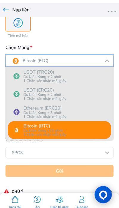chọn loại tiền điện tử
